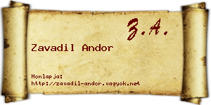 Zavadil Andor névjegykártya
